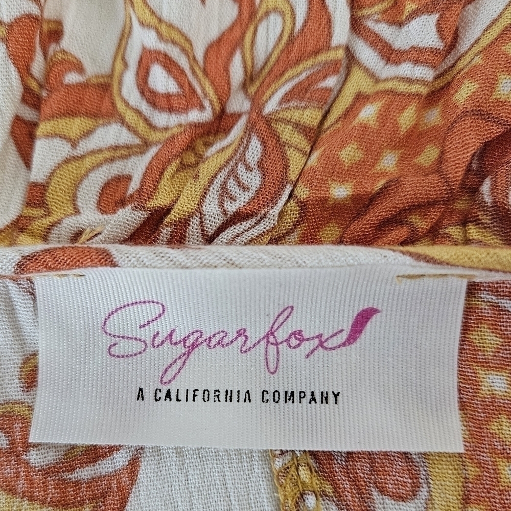 SUGARFOX BOHO PULLOVER TOP SZ M ORANGE GOLD - Picture 7 of 7